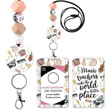 Teacher Lanyard with ID Holder Silicone Beaded Breakaway Keychain School Gift