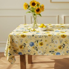 LOSIVISHE Summer Floral Tablecloth Waterproof 84" x 60" Rectangular , Spring