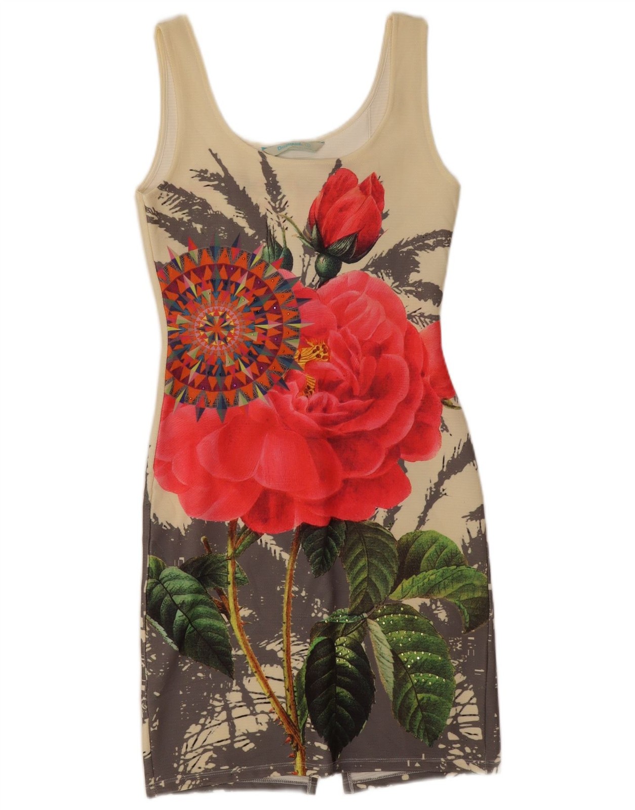 Desigual Womens Sleeveless Sheath Dress UK 10 Small Off White Floral BL07