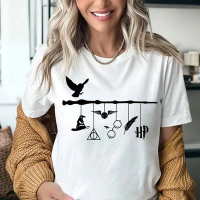 Harry Potter T-Shirt mit Silent Holunderstab und Filmsymbolen Mundstück