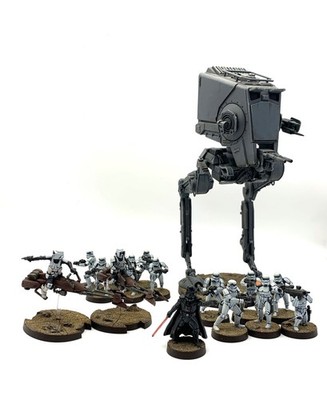 BEMALT Galaktisches Imperium Armee Star Wars Legion mit AT-ST (ohne Karten)