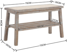 BAKAJI Panca Scarpiera Con Anta E Seduta Imbottita – 2 Ripiani Portascarpe, Mobiletto Ingresso In Legno, 100x44x35 Cm, Bianco - 2
