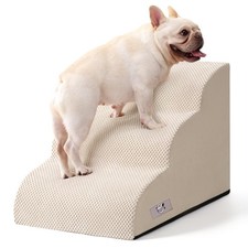 Dog Stairs for Small Dogs Cats,3 Steps Non-Slip Pet 3-step H15.7" , Beige