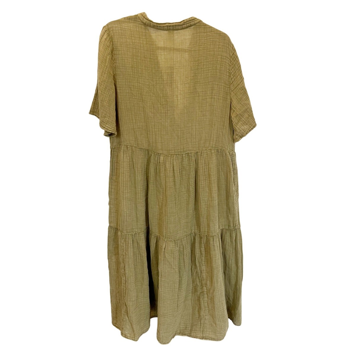 NEW Anthropologie Kallie Flowy Maxi Dress Green Cotton Gauze Boho Large  Petite | eBay