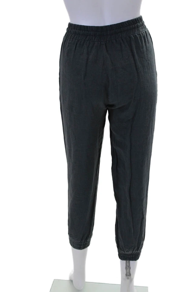 Pantalones de chándal Bella Dahl para mujer de tiro alto tejidos con cordón gris talla pequeña Foto 3 de 4