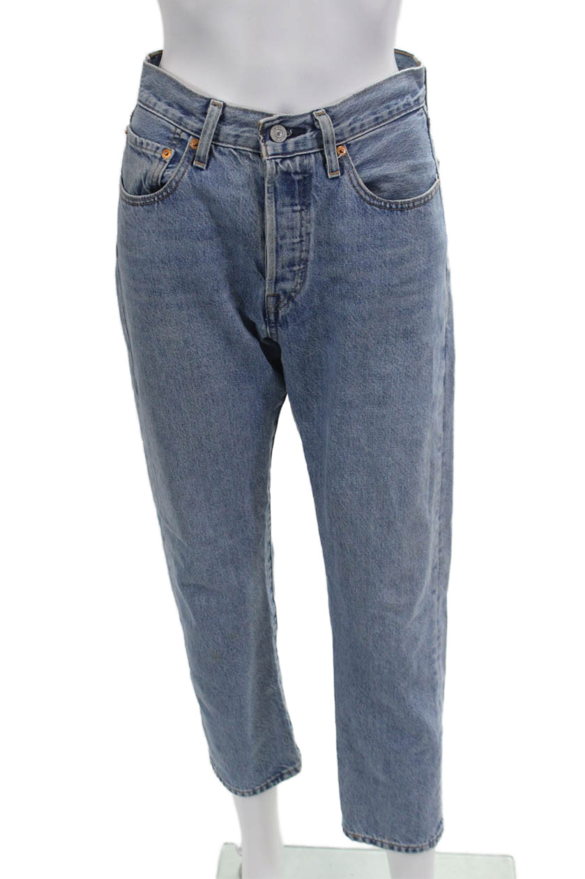Levis Mens Cropped Straight Blue High Rise Cotton Jeans Size 26Free Shipping in US $100+ Orders | $6.95 Orders Below