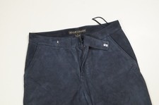 Ralph Lauren Black Label Suede Leather Women's Luxury Trouseers Pants Blue Sz 4