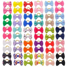 Puppy Hair Bows Small Dog Mini Rubber Bands Doggie Bowknot Pet 1.5 inches 