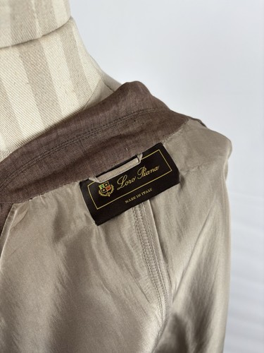 Loro Piana Women’s Brown Linen Silk Blazer Italy Size 42 Elegant Tailored - Picture 19 of 20