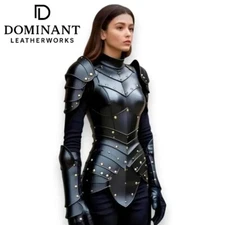 Handmade Black Leather Gothic Armor Cuirass for Women Fantasy Warrior
