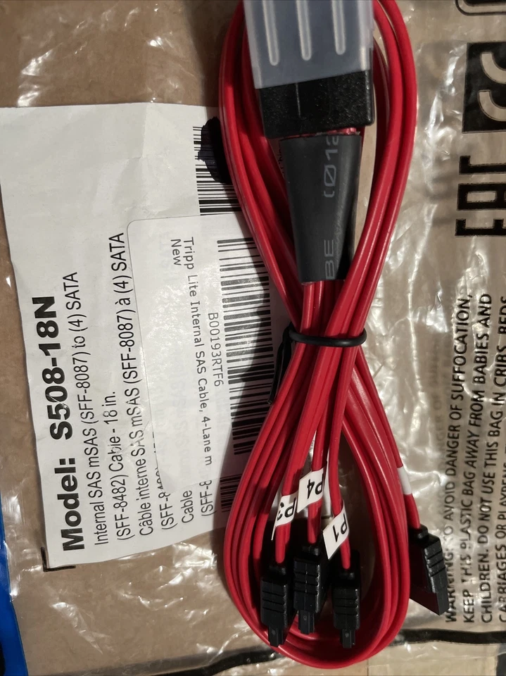 Tripp Lite Internal SAS Cable, 4-Lane mini- SAS (SFF-8087) to 4xSAta S508-18N - Image 3 of 3