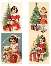 4 Christmas Vintage Collage Sheet Cut Scrapbooks Junk Journals Card Making 3NL