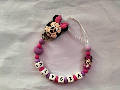 Catenella Portaciuccio Bambina Minnie Con Nome in Silicone Personalizzata Bimba - Foto 11 di 11