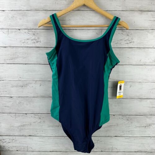 Lands' End One Piece Swimsuit blue green Size Medium NWT