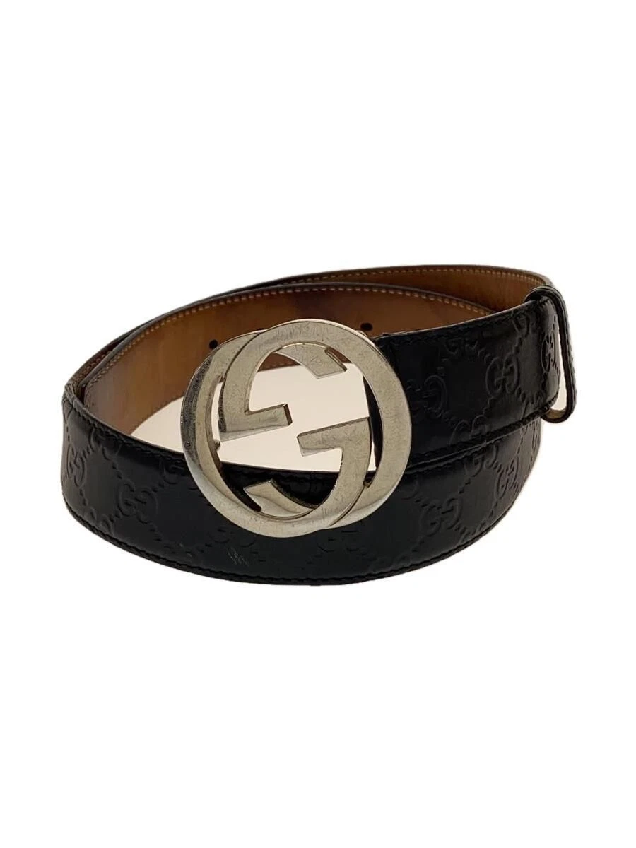 Ceinture GUCCI imbriquée G cuir noir motif total homme couleur changée occasion