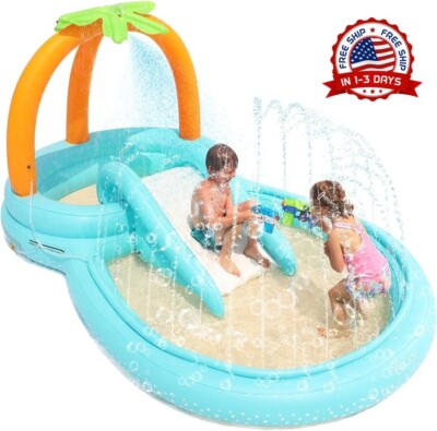 Piscina Play Centro De Juegos Inflable Para Niños Con Chorro De Agua  Regalos NEW