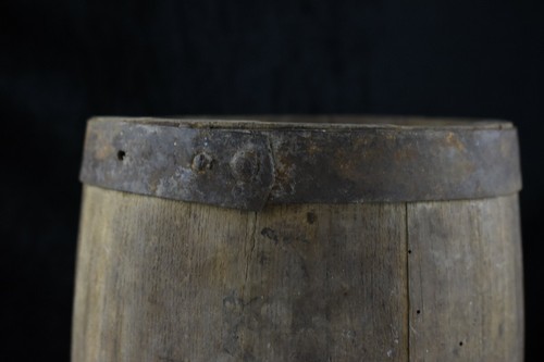 1800's ANTIQUE WOODEN VESSEL CANTEEN KEG RUM WHISKEY BARREL WROUGHT IRON - Picture 9 of 11