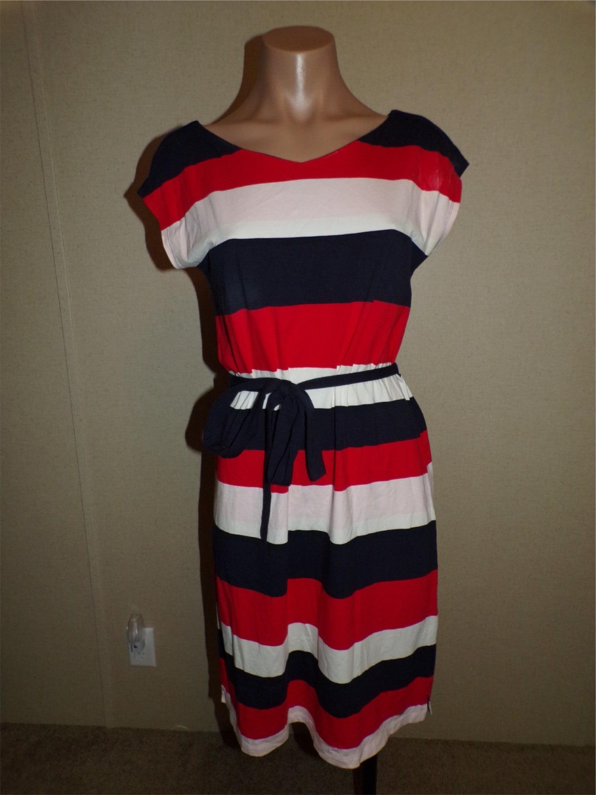 Tommy Hilfiger Women's XS Striped Sleeveless Dress in Red White Navy Blue with Belt  