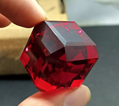 GIE Certified Natural 365.6 Ct Brazilian Blood RED Topaz Cube Cut Loose Gemstone