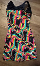 Snowflake Designs Gymnastics Leotards / Size child Small / Black Rainbow