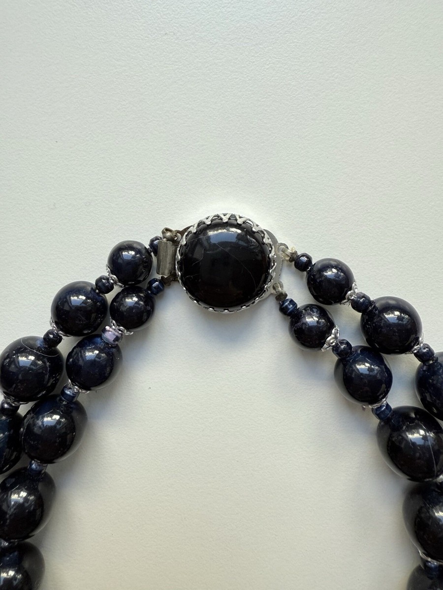 Vintage Double Strand Black Bead Necklace(2771) | eBay