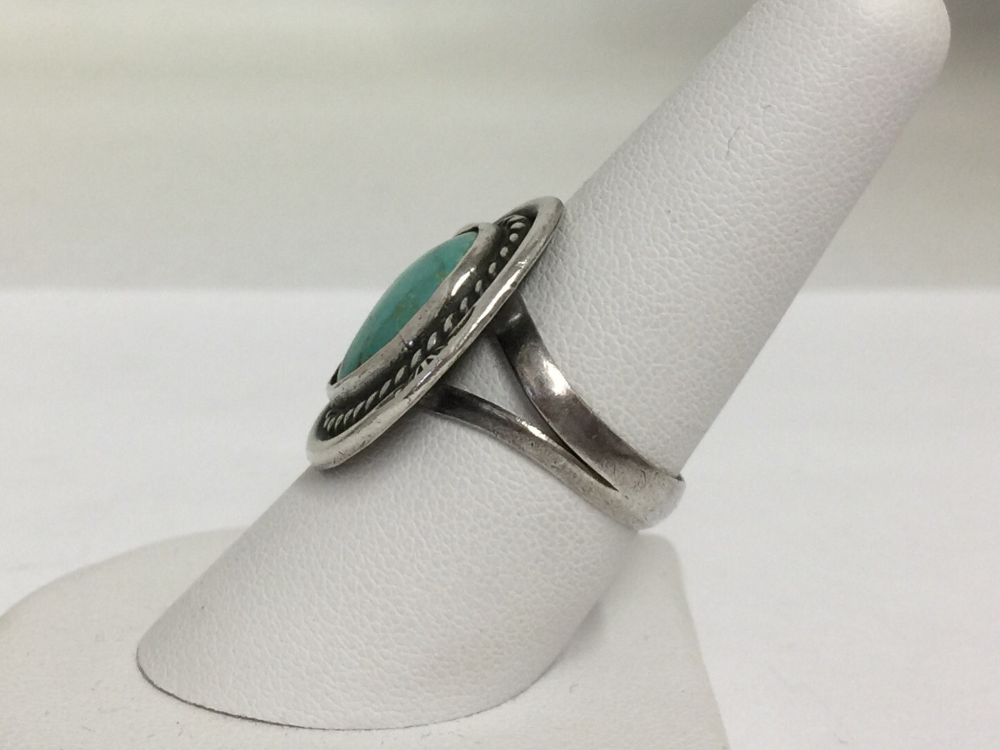 Native American Split Shank Turquoise Cabochon Ri… - image 2