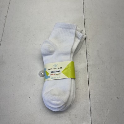 Winterlace White 4 Pack Sports Ankle / Crew Socks Unisex Adult Size 10-13