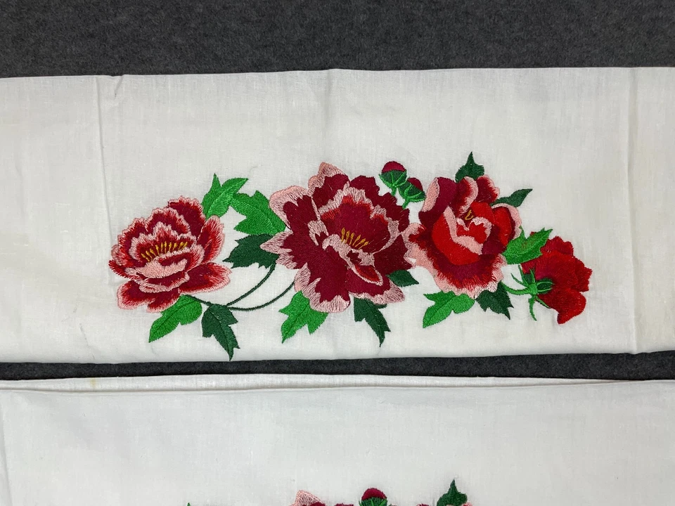 Bed Set 3 Pieces Duvet Cover 2 Pillow Case Embroidered Roses Cotton Ukraine Gift - Image 2 of 4