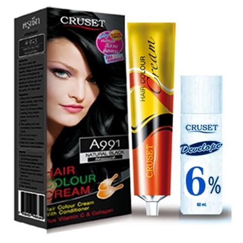 Cruset Dye Black Hair Color Cream Set Temporary Permanent Kit Natural Black A991 - Image 4 of 4