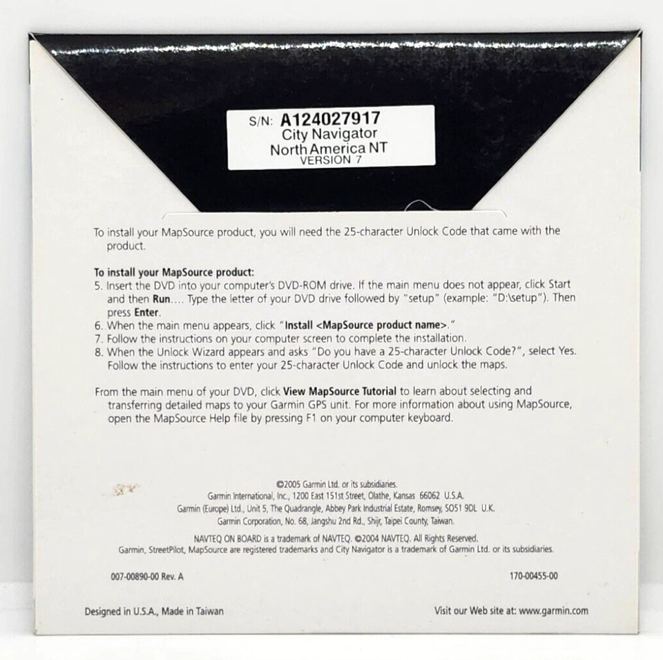 VINTAGE 2005 GARMIN ~ CITY NAVIGATOR NT NORTH AMERICA V7 ~ SETUP & MAP DATA DVD - Image 2 of 3