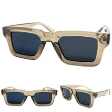Classic Vintage Retro Style SUN GLASSES Thick Square Gray Frame Super Dark Lens