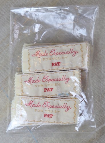Vintage "Made Especially For You By Pat" Personalized Sew On Woven Labels New