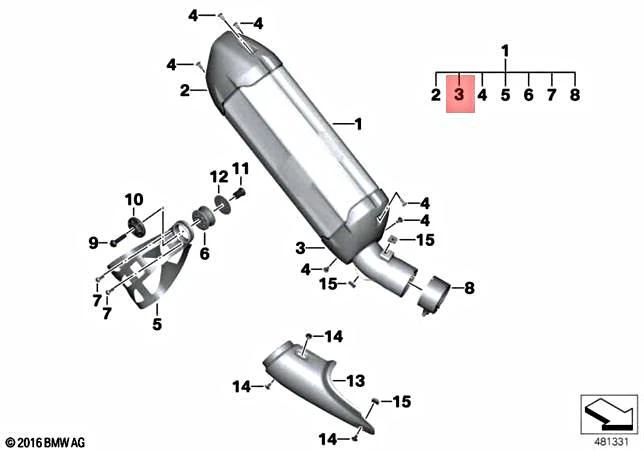 Genuine BMW K50 K51 0A11 0A21 0A31 Cap Rear Silencer Front 