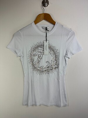 Authentic Ex Sample Piece Versace Collection Embellished Tee Size 38