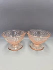 Depression Glass Pink Jeannette Cherry Blossom Set of 2 Footed Sherbet Bowls