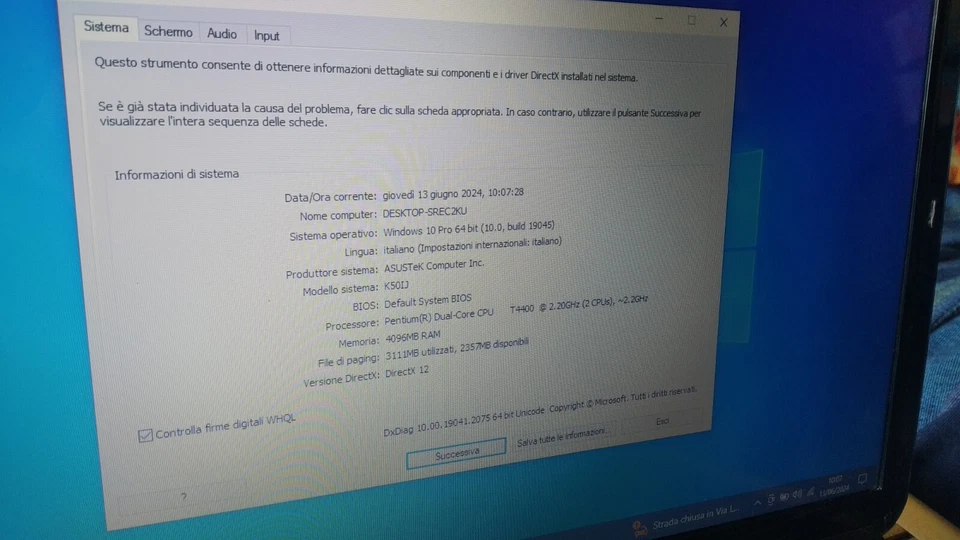 Asus K50ij Intel Core Duo 2.2Ghz 4GB RAM 250GB Windows 10 Gaming Giochi leggi - Immagine 4 di 4