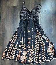 Black & Coral Dress Floral Print Length 42 Inches