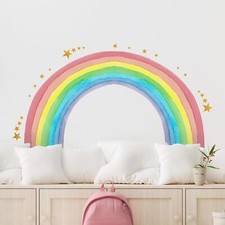 Supzone Large Half Rainbow Wall Stickers Colorful Stars