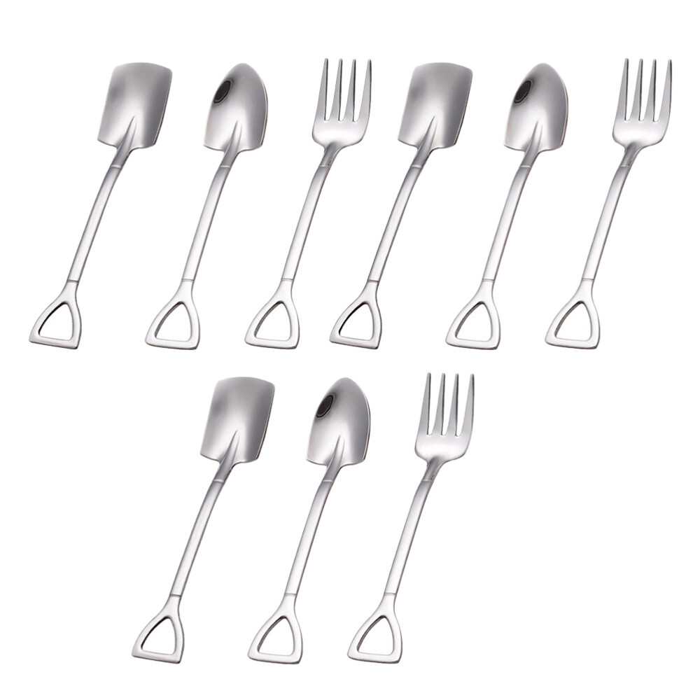 9pc Salt Spoon Shovel teaspoon Tea Stirring Stainless Dessert Fork Home