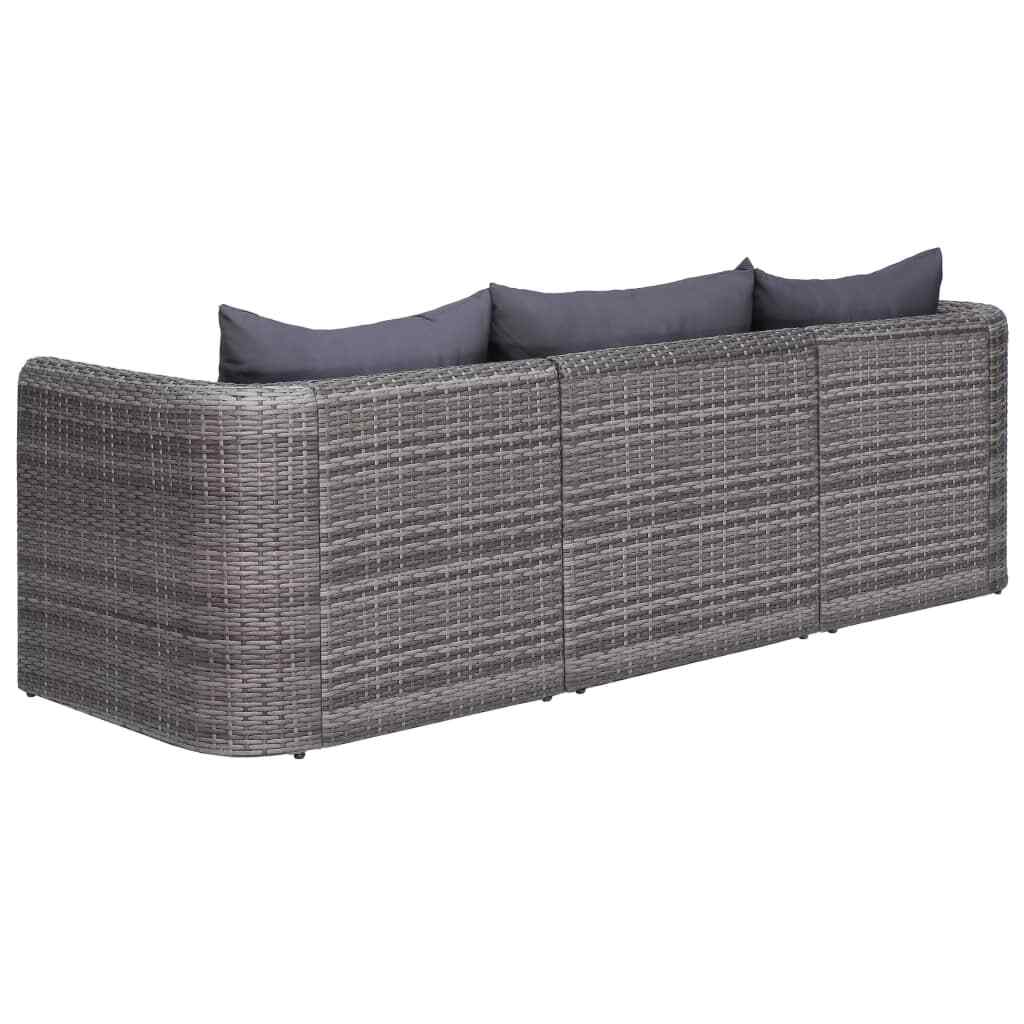Set Bar Da Giardino VidaXL 3 Pz - Polyrattan Grigio, Con Cuscini - Tavolo E 2 Sgabelli - Foto 6