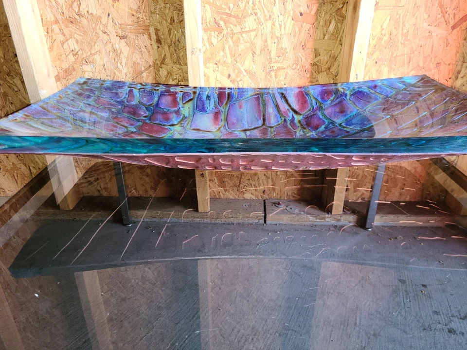 Hermoso Fregadero de Vidrio Artístico Multicolor Firmado por Artista 30" Transforma tu Baño Foto 4 de 4