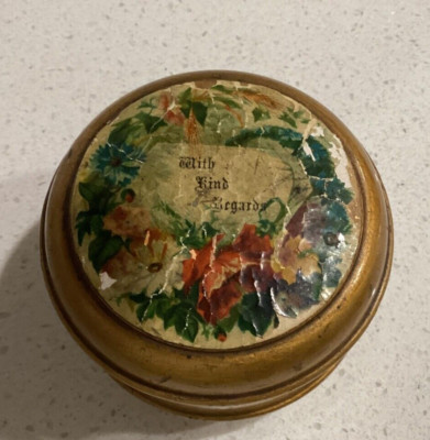 Antique Victorian Clark s Spool Cotton Round Wood Thread Box