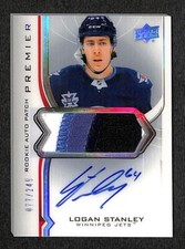 2020-21 Upper Deck Premier Logan Stanley #AR-LS Rookie Patch Auto /249 Jets Card