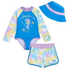 Tommy Bahama Kids Girls 3-piece Swim Set Seahorse Multi Color Pick Size
