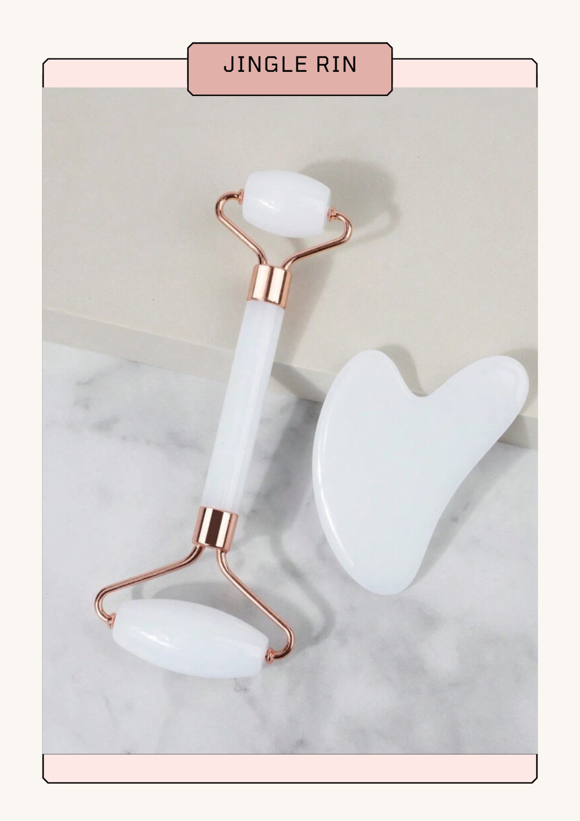 2PCS WHITE RESIN MASSAGE ROLLER DOUBLE-ENDED MASSAGE STICK EYE & FACE MASSAGE