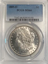 1885-O PCGS MS66 $1 MORGAN SILVER DOLLAR FANTASTIC GEM!!!