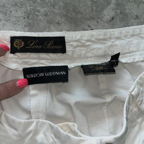 Pantalones chinos clásicos blancos 48 Loro Piana Bergdorf Goodman algodón elástico - Imagen 18 de 19