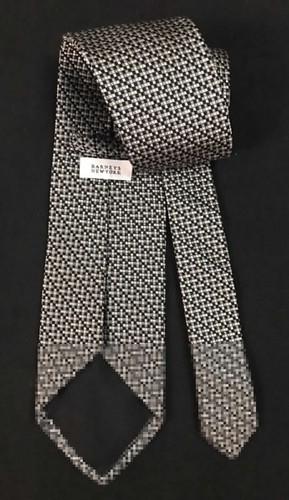 Barney’s New York Made In Italy Geometric Silk Metallic Black Classic - Picture 21 of 24