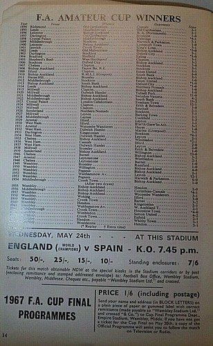 ENFIELD V SKELMERSDALE WEMBLEY FINAL TIE ,PROGRAMME SATURDAY 22ND MAY 1967 - Picture 8 of 9