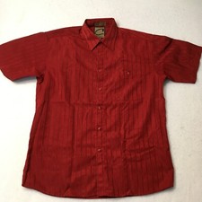 corleoni large red Maroon micro 100 polyester Fit Button Down Shirt . Nice